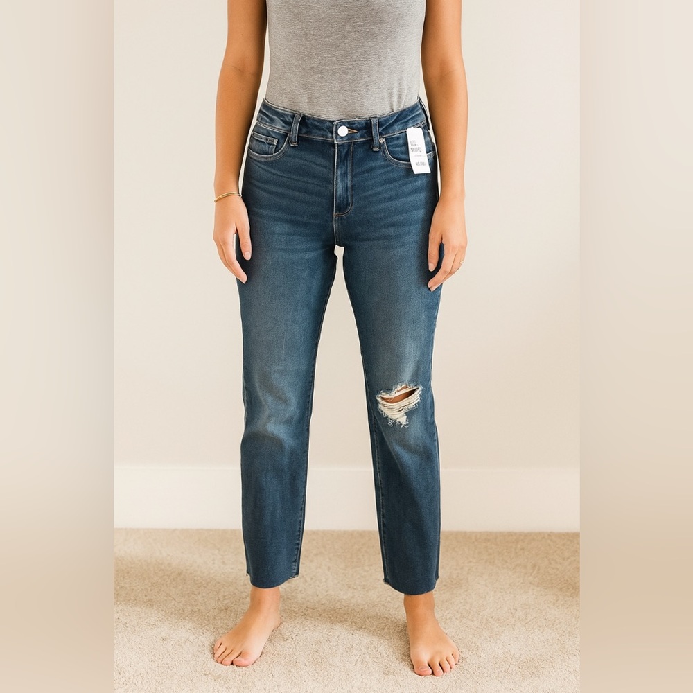 dl1961 Mara straight midrise distressed instasculpt ankle jeans